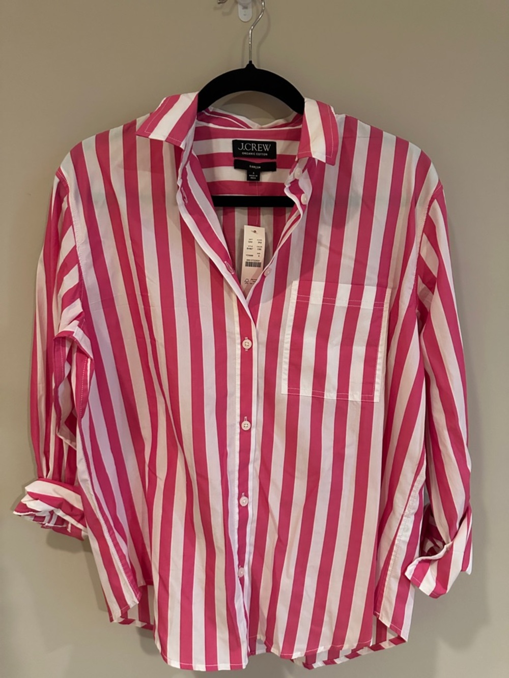 J. Crew Pink & White Vertical Stripe Button-Down Shirt